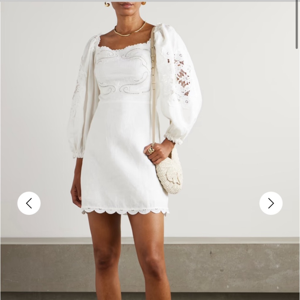 FARM Rio White Eyelet Mini Dress